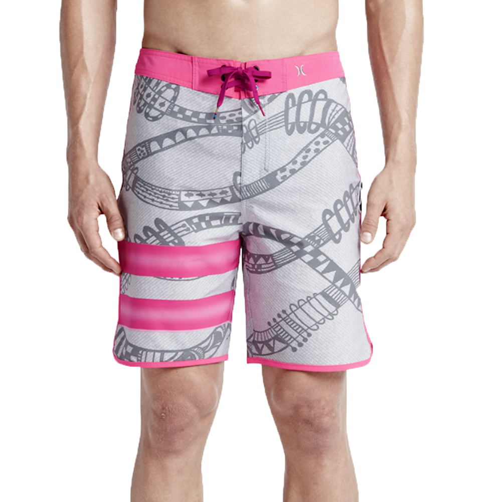 Hurley Mens Phantom Julian Snapper Fashion Board Shorts Grey//Pink 33 Neon Pink