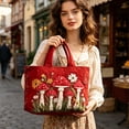 thumbnail image 5 of Cute Red Mushroom Floral Quilted Tote Bag, Cottagecore Embossed Nature Print Shoulder Bag, Large Capacity Vintage Handbag for Women Daily Vacation,14.9*13.7 in., 5 of 5