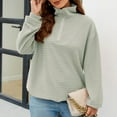 thumbnail image 4 of AherBiu Fall Tops for Women Casual Loose Quarter Zipper Lapel V Neck Long Sleeve Pullover Sweatshirts, 4 of 6