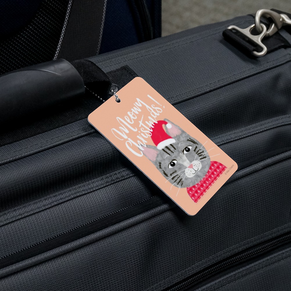 Meowy Merry Christmas Cat in Sweater and Hat Luggage Card Suitcase Carry-On ID Tag - image 5 of 8