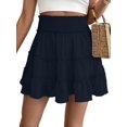 thumbnail image 1 of Womens Summer Flowy High Waist Ruffle Casual Cute Boho Beach Short Skirts Built-in Shorts Navy Blue L, 1 of 7
