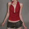 thumbnail image 5 of Women Halter Top Backless Tank Tops Cowl Neck Summer Going Out Outfits -Tops Wine Red M, 5 of 9