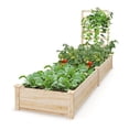 thumbnail image 5 of Raised Garden Bed with Trellis - Outdoor Wooden Planter Box - Vegetable Herb Flower Growing - Spacious 2-Compartment Design - 93" x 25" x 40", 5 of 9
