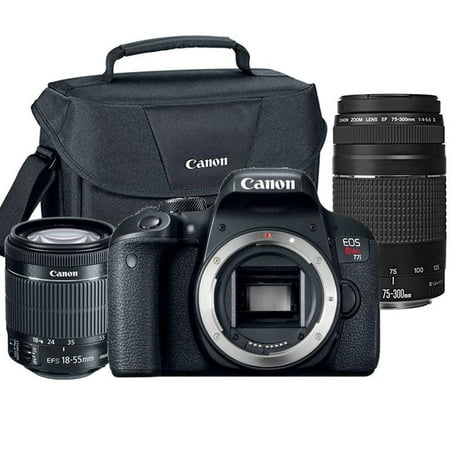 Canon EOS Rebel T7i 24.2MP DSLR Camera with 18-55mm Lens , 75-300mm Lens and Canon 100ES (Best Mid Range Canon Dslr)