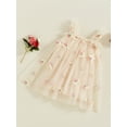 thumbnail image 3 of Suealasg Toddler Girl’s Slip Dress Floral Embroidery Butterfly Sleeveless Summer A-Line Dress Tulle Princess Dress, 3 of 7