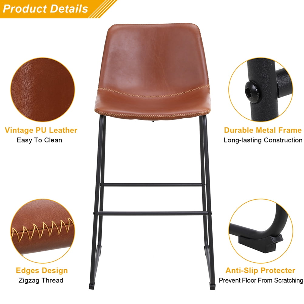 Lowestbest Retro High Stool, Bar Stool with Backrest for Restaurant Office, Bronze