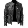 Winter Warm PU Leather Jacket Men Slim fit Biker Motorcycle Coat