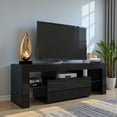 thumbnail image 3 of Gzxs 51.2" LED TV Stand with RGB Light & Remote Control – 16 Colors & 4 Dynamic Modes, Modern Media Console Entertainment Center Fits 32-55" TVs, Black, 3 of 11