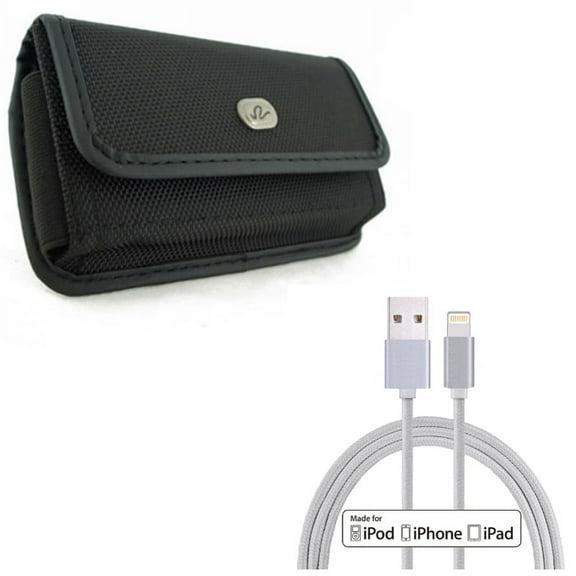 Case Belt Clip w MFi USB Cable for iPhone XS/X - Rugged Holster Canvas Cover Pouch, 10ft Certified Charger Cord Power Wire for iPhone XS/X