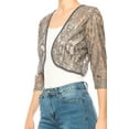 thumbnail image 3 of Moa Collection Women's Lace Crochet Bolero Open Cardigan with Sheer 3/4 Sleeves, 3 of 7