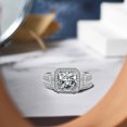 thumbnail image 4 of JeenMata 2 Carat Cushion Cut Moissanite Wedding Set - Bridal Set - Antique Ring - Cluster Ring - 18k White Gold Over Silver, 4 of 10