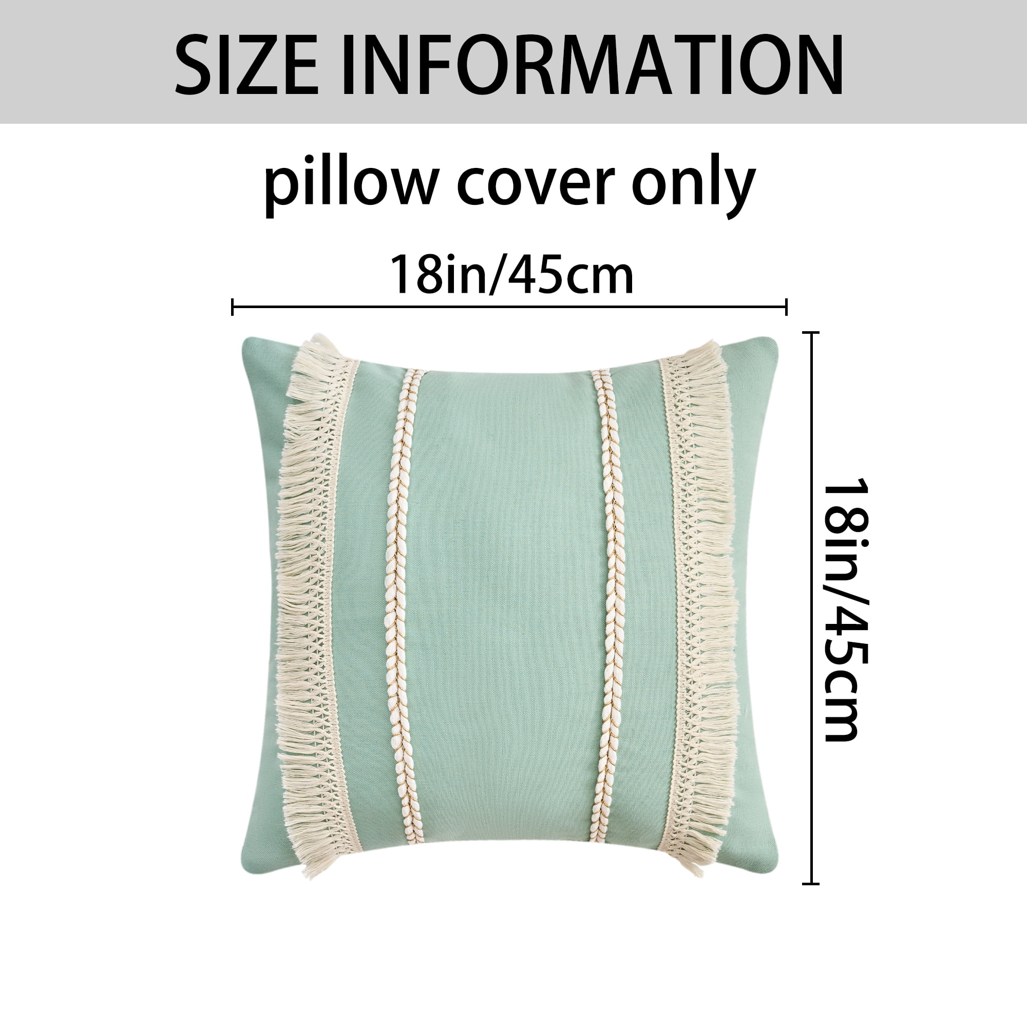 Unique Bargains 4 Pcs Boho Modern Textured Pillow Cover Blue/Tan 18" x 18"