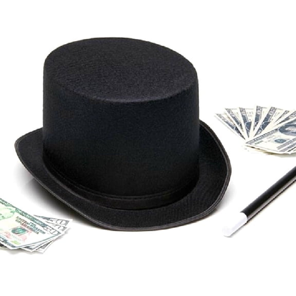 Black Kids Hat Folding Collapsible Top Hat Magician Performer Trick New