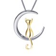 thumbnail image 1 of Collar Mujer - Collar Gato Cobre con Baño de oro 18K - Joyería para mujer Fina - Cadena Veneciana - Collar de Luna - Plata 925 Mujer - Incluye Caja para Regalo (Plata) GOLD SHIELD Joyeria plata 925 / Collar gato plata 925 o cobre / Cadena veneciana, 1 of 4