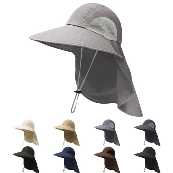 Minzimin 1Pack Sun Hats for Men Women with Neck Flap UPF 50 UV Protection Wide Brim Bucket Hat Safari Hiking Fishing Hats