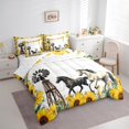 thumbnail image 3 of jejeloiu Farm Horse Bedding Comforter Set 7 Pieces,Country Floral Sunflower Full Bedding Set,Vintage Old Windmill Fitted Sheet Flat Sheet For Adults,Breathable Home Decor, 3 of 8