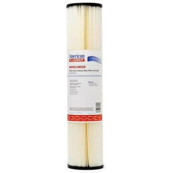 Commercial Water Distributing AMERICAN-PLUMBER-W20CLHD20 Pleated Cellulose Whole House Heavy Duty Filter Cartridge, 20 Micron - 20 in.