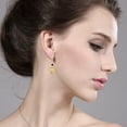 thumbnail image 3 of Gem Stone King 14.26 Ct Octagon Checkerboard Yellow Citrine Black Onyx 18K Yellow Gold Plated Silver Earrings, 3 of 4