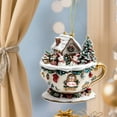 thumbnail image 5 of Taicans ‌Winter Wonderland Teacup Christmas Ornament - 3.15in Acrylic 2D Scene with Gingerbread House,Reindeer & Snowman,2025 Holiday Gift for Tree/Mantel Decor, 5 of 6