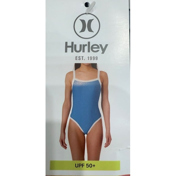 Hurly Womens One Piece Swimsuit, Teal/White, Medium