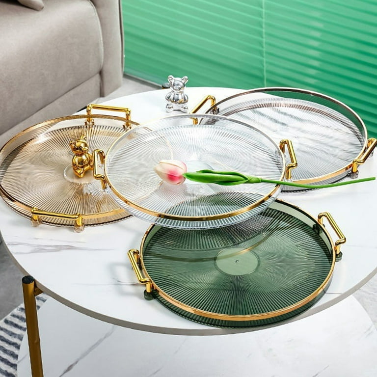 Large round serving best sale tray with handles