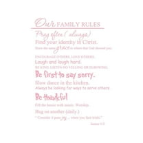 Pink 22" x 29" Our Family Rules... Vinyl wall art Inspirational quotes and saying home decor decal sticker