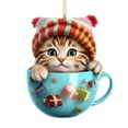 thumbnail image 2 of Loyerfyivos Christmas Ornaments Teacup Cat Decorations Kitten Kawaii Snowflake Hanging Christmas Ornaments 2024 Vintage Party Holiday Santa New Year for Mini Christmas Tree Supplies Merry Christmas, 2 of 8