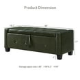 thumbnail image 3 of Aukfa 48" Storage Ottoman Bench with Safety Hinges, Upholstered Tufted Faux Leather Bench for Bedroom, Living Room & Entryway, Dark Green, 3 of 8
