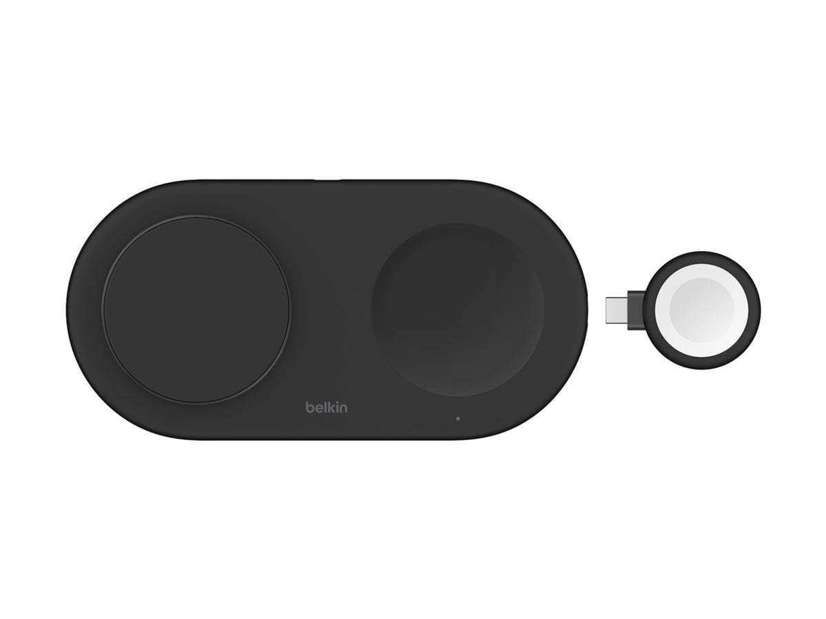 Belkin BoostCharge Pro 3-in-1 MagSafe-Compatible Wireless Charging Pad with Qi2 15W, Fast Charging iPhone Charger, Compatible with iPhone 15, 14, and 13 Series, AirPods, Apple Watch, & More - Black