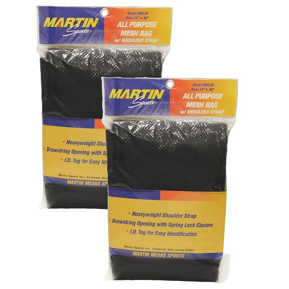 Martin Sports All Purpose Mesh Bag with Carrying Strap Black 24" x 36" Pack of 2 (MASMBC36BK-2)