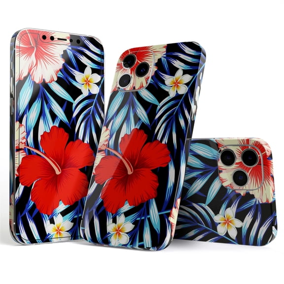DesignSkinz Vivid Tropical Red Floral v1 Full-Body Skin Decal Wrap Cover for iPhone 16