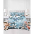 thumbnail image 3 of Blue Coastal Crab Twin XL Size Down Alternative Comforter, Lightweight Comforter Quilt Bedding Set with Pillow Shams Summer Beach Starfish Botanical All Seasons Bed Comforter Duvet Insert 68"x98", 3 of 7