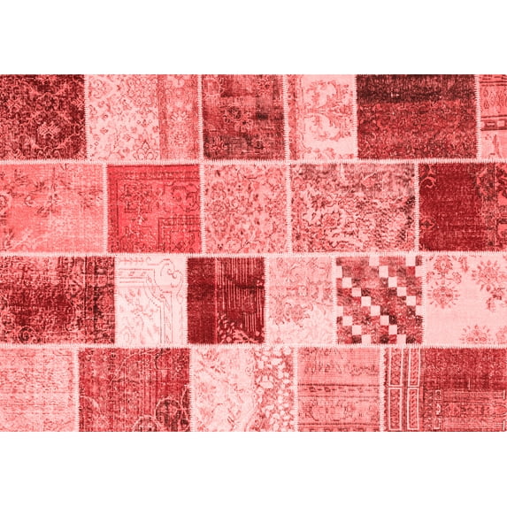 Ahgly Company Indoor Rectangle Patchwork Red Transitional Area Rugs, 8' x 12'