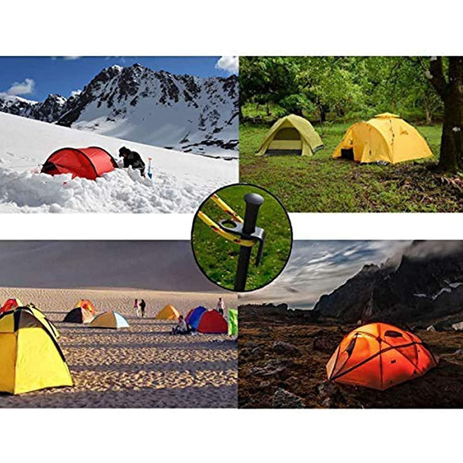 10Pcs Pack Multiuse Heavy Duty Steel Tent Stakes Tarp Pegs Camping Stakes Ice Pegs for Outdoor Camping Canopy