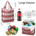 thumbnail image 3 of 5 Pack Foldable Shopping Bag,Red Christmas Knitted Pattern Reusable Grocery Bags with Pockets,Large Reusable Tote Bags with Handles Waterproof & Lightweight, 3 of 6