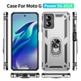 thumbnail image 4 of Dteck for Motorola Moto G Play 4G 2024 Case, Shockproof Heavy Duty Rotated Ring Kickstand Metal Ring Bracket All-Round Anti Drop Armor TPU+PC Case with Magnetic car Mount Cover, Silver, 4 of 4