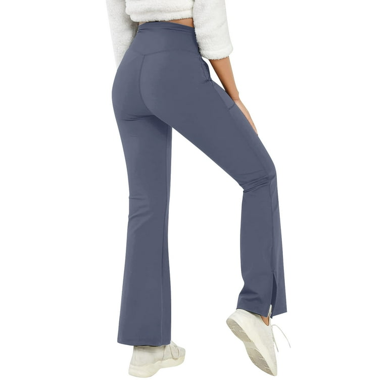 Aayomet Yoga Pants For Women Bootcut Women's Bootcut Yoga Pants with  Pockets High Waist Flare Leggings Stretchy Wide Leg Dress Pants,Gray XL