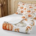 thumbnail image 4 of Erosebridal Pumpkin Leaves Twin Quilt Set 2 Pieces,Fall Harvest Twin Coverlet Set,Peach White,1 Bedspread and 1 Pillowcase, 4 of 7