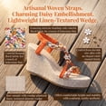 thumbnail image 6 of BLISSFUL STEP Women's Shoes Slingback Bohemia Rhinestone Open Toe Platform Heel Wedge Sandals Orange-2 9.5, 6 of 7
