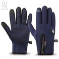 thumbnail image 2 of Gustave Men Women Gloves Winter Warm Windproof Waterproof Anti-slip Thermal Touch Screen Gloves Outdoor Driving Skiing Gloves "Blue", 2 of 10