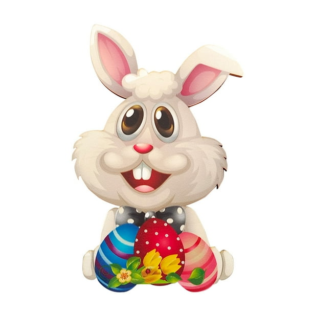 Conejito de interior, valla, huevos, pegatinas de Pascua, madera, decoración colgante de exterior, letrero, hogar