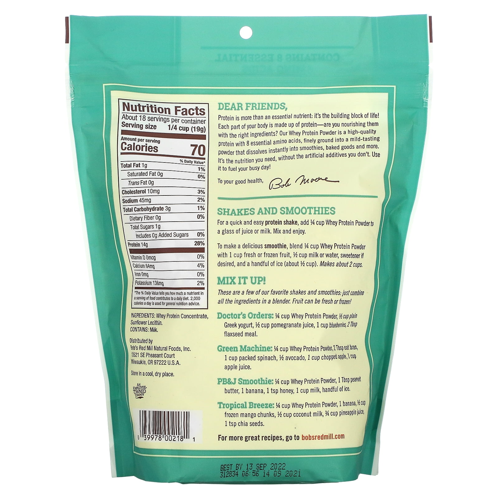Bob's Red Mill, Whey Protein Powder 12 oz Pkg