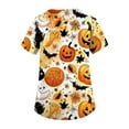 thumbnail image 3 of Dwralegc Halloween Orange Scrubs for Women Halloween Shirts Fun Nurse Uniforms Short Sleeve V-Neck Scrub Shirts Funny Pumpkins Printed Nurse Uniforms Orange L, 3 of 5