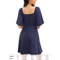 thumbnail image 4 of Vestido Amoretu Summer con cuello cuadrado, corte bajo, línea A, azul marino, 4 of 6