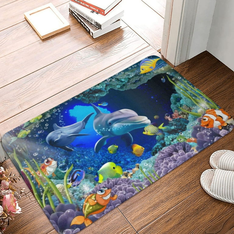 Turtle Indoor Doormat Underwater World Front Door Mats,Water