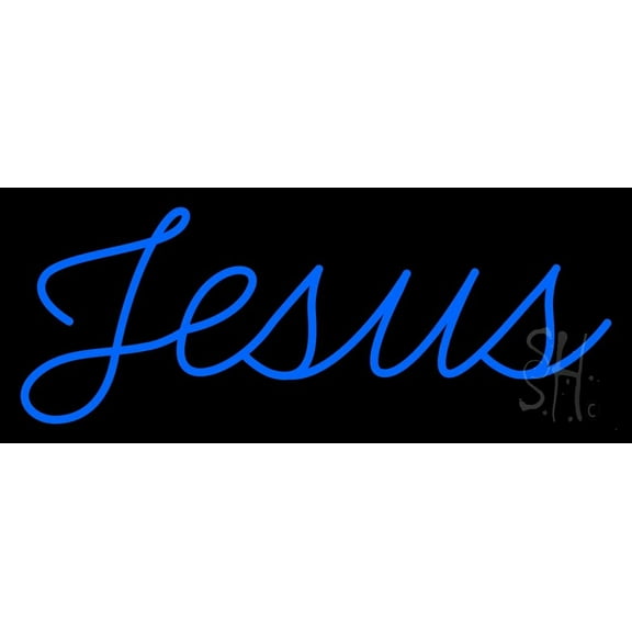 Cursive Jesus LED Neon Sign 13" Tall x 32" Wide - inches Black Square Cut Acrylic Backing, with Dimmer - Premium built indoor Sign for Home décor, Event, Religious place, Store interior, Office.