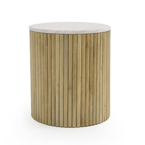 Modrest - Cambridge White Marble & Mango Round End Table