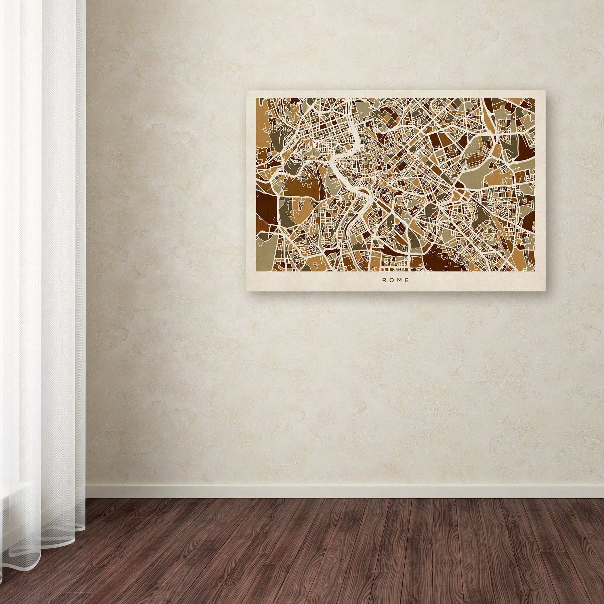 Trademark Fine Art "Rome Italy Street Map" Canvas Art by Michael Tompsett