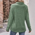 thumbnail image 4 of XFLWAM Business Casual Tops for Women Lapel V Neck Long Sleeve Shirts Solid Color Work Blouses with Cufflinks Army Green S, 4 of 6