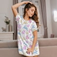 thumbnail image 3 of Balery Easter Colorful Rabbit Camisón de manga corta con cuello redondo para mujer, cómodo y elegante., 3 of 6